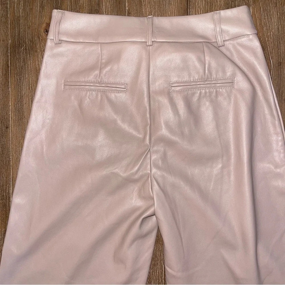 7 For All Mankind High Waisted Faux Leather Slim Leg Pant Taupe Sz S - Picture 11 of 13
